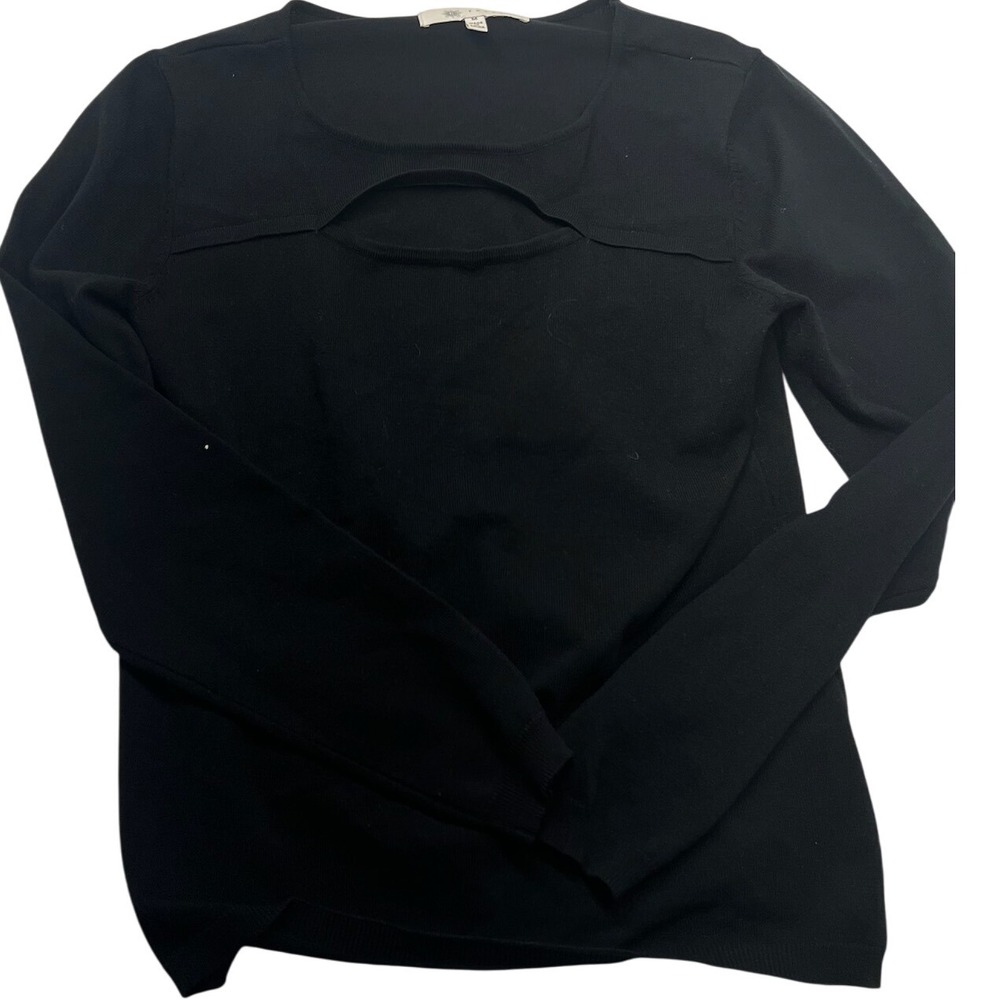 Fever Black‎ Cut Out Long Sleeve Knit Top Womens Size M